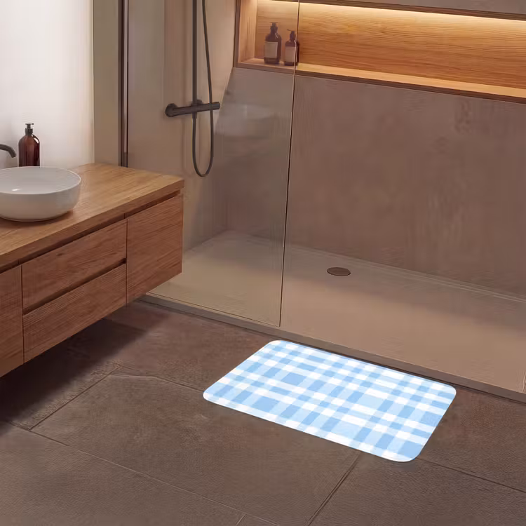 Ruit - Patroon - Blauw Badmat middel 997 -sfeer2