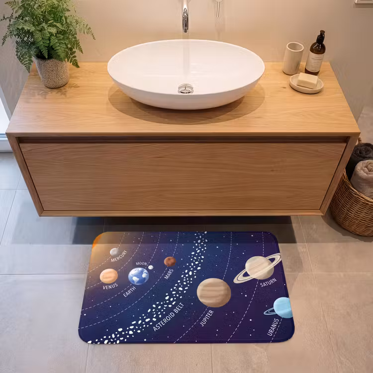 Planetenstelsel - Ruimte - Illustratie Badmat klein -sfeer1