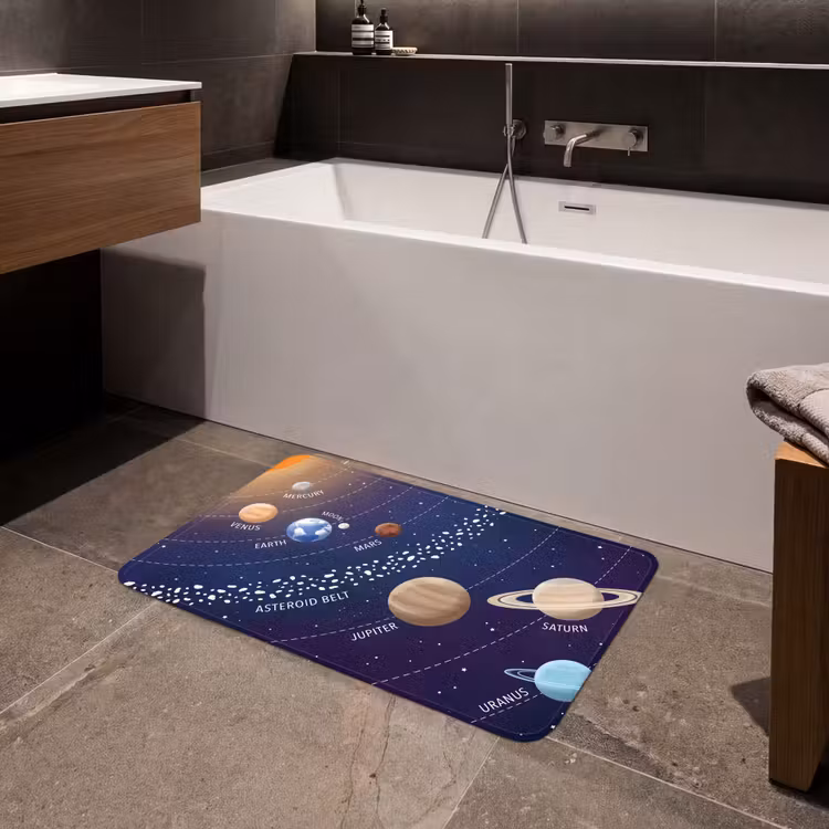 Planetenstelsel - Ruimte - Illustratie Badmat klein -sfeer3