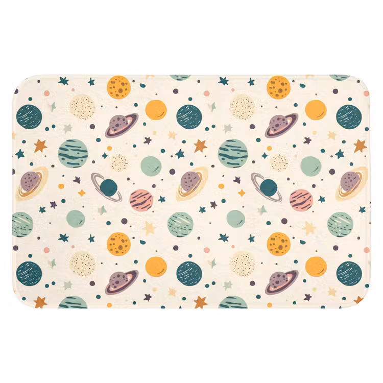 Planeten - Retro - Kleurrijk Badmat klein 997 -3d