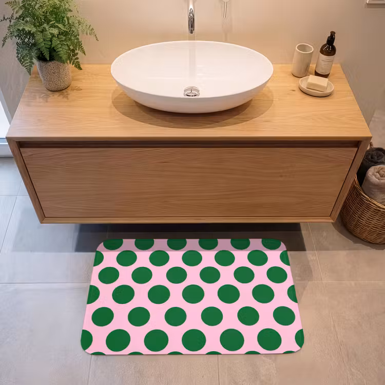 Polkadots - Patroon - Groen Badmat middel 997 -sfeer1