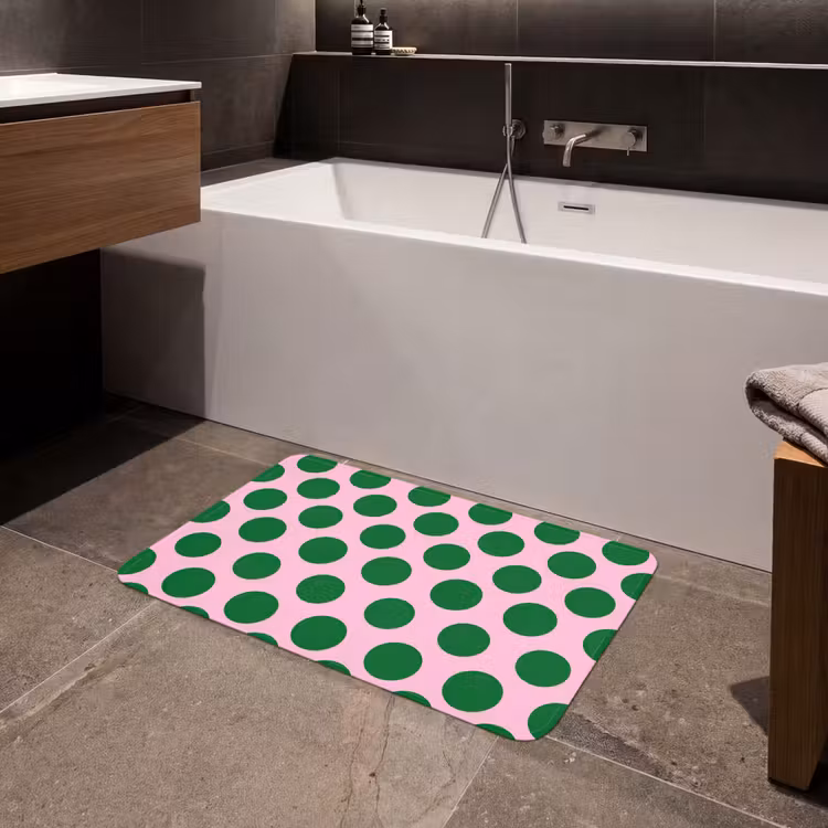 Polkadots - Patroon - Groen Badmat middel 997 -sfeer3