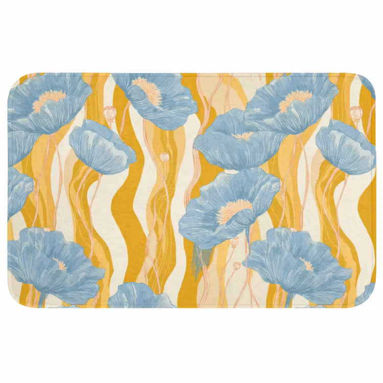 Papavers - Botanisch - Blauw Badmat klein 997 -3d