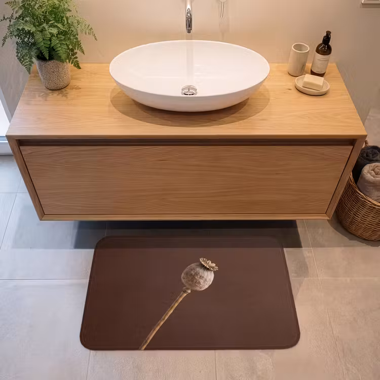 Papaverbol - Droogbloem - Bruin - Minimalistisch Badmat middel -sfeer1
