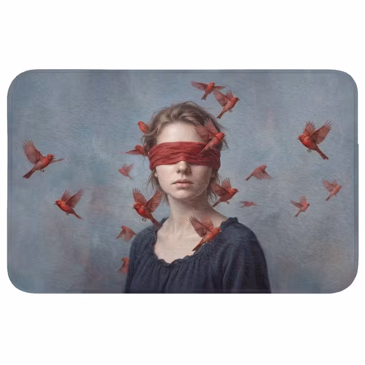 Portret - Krachtig - Rood Badmat klein -3d