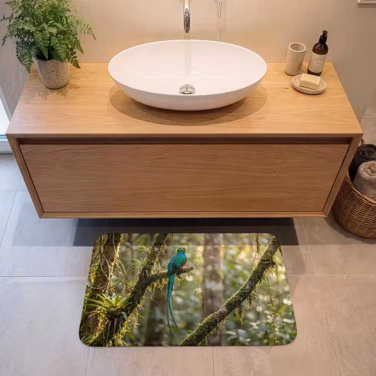 Quetzal - Jungle - Natuur - Groen Badmat middel -sfeer1