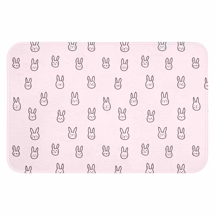 Konijnen - Minimalistisch - Roze Badmat klein 997 -3d