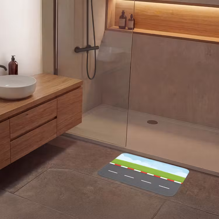 Racebaan - Illustratie - Sport - Kleurrijk Badmat klein -sfeer2