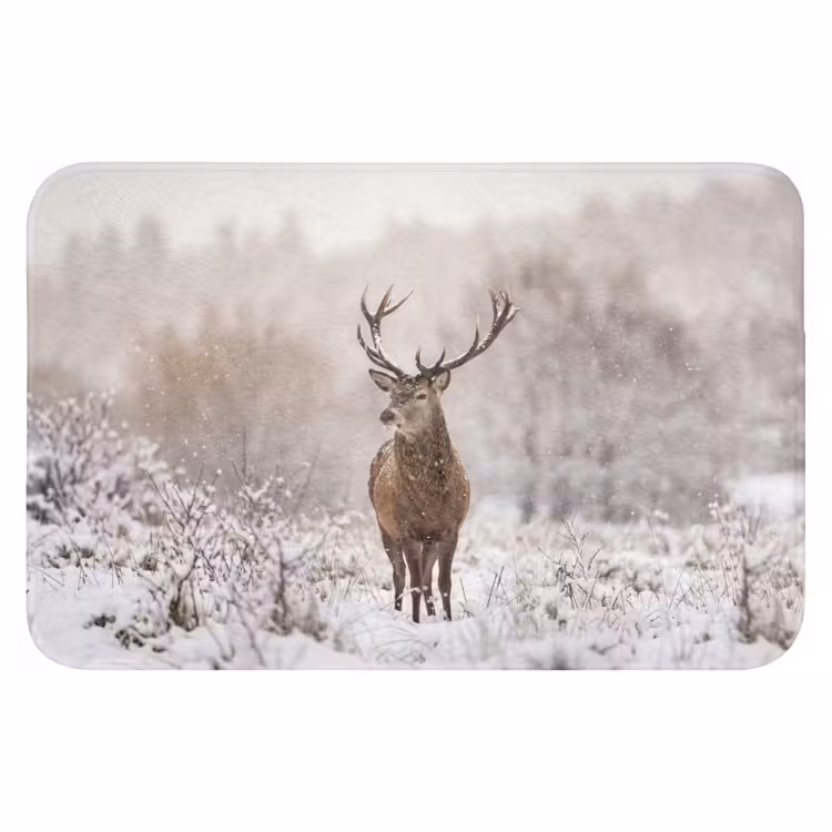 Edelhert - Bos - Sneeuw - Winter - Majestueus Badmat klein -3d