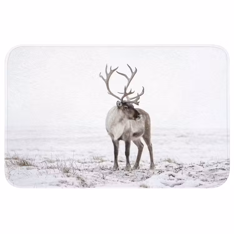 Rendier - Gewei - Sneeuw - Winter Badmat middel -3d