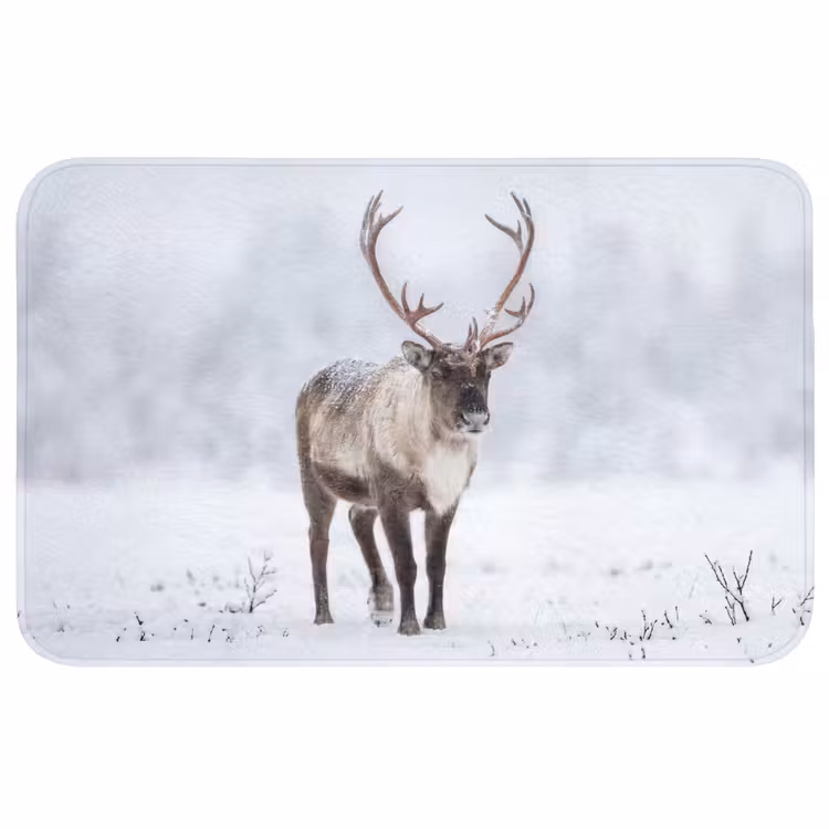 Rendier - Gewei - Toendra - Sneeuw - Wild Badmat klein -3d