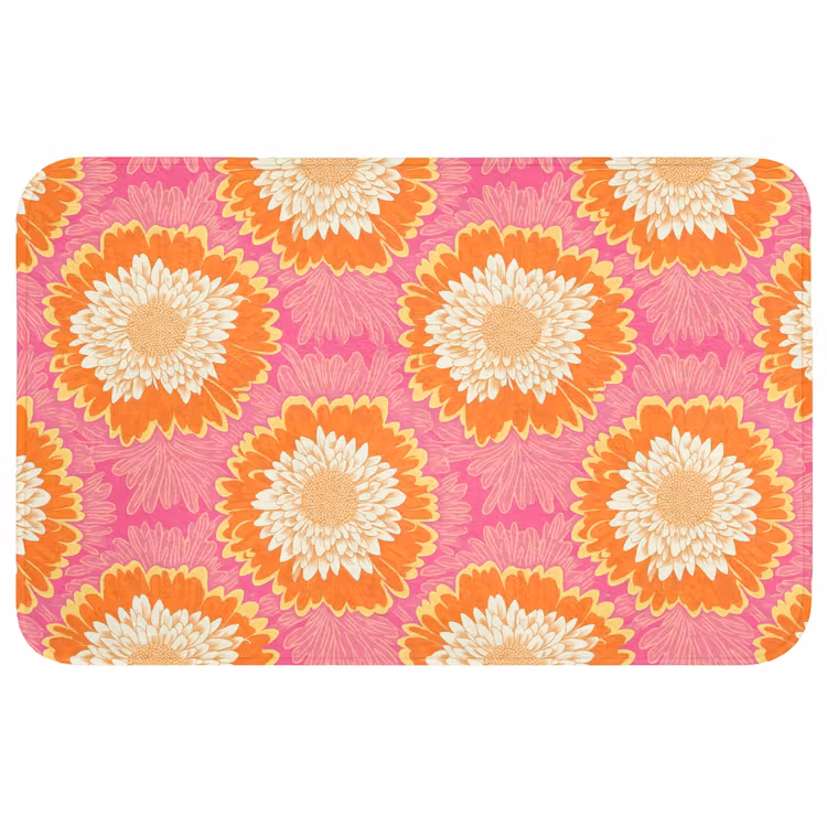 Retro - Bloemen - Kleurrijk Badmat klein 997 -3d