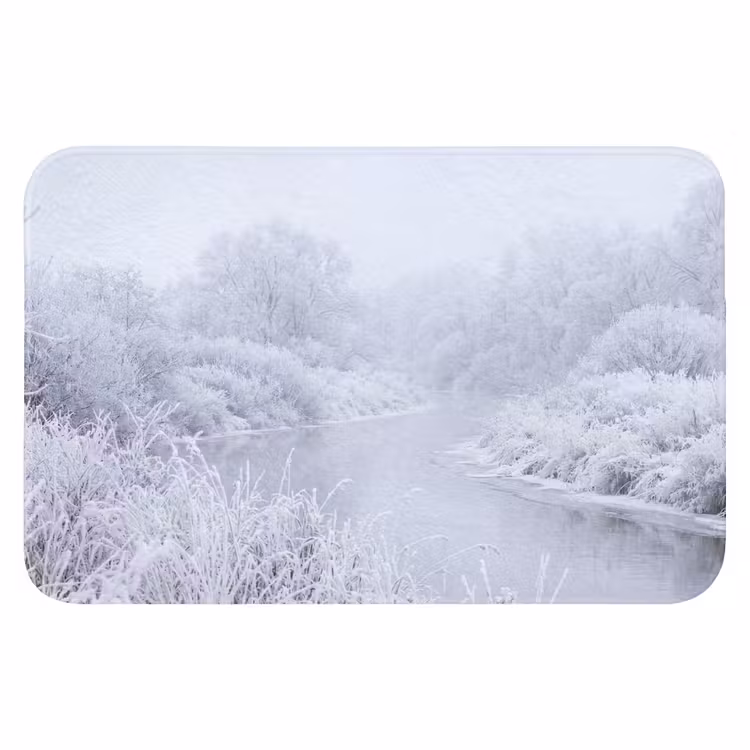 Rivier - Sneeuw - Bos - Winter - Schilderachtig Badmat klein -3d