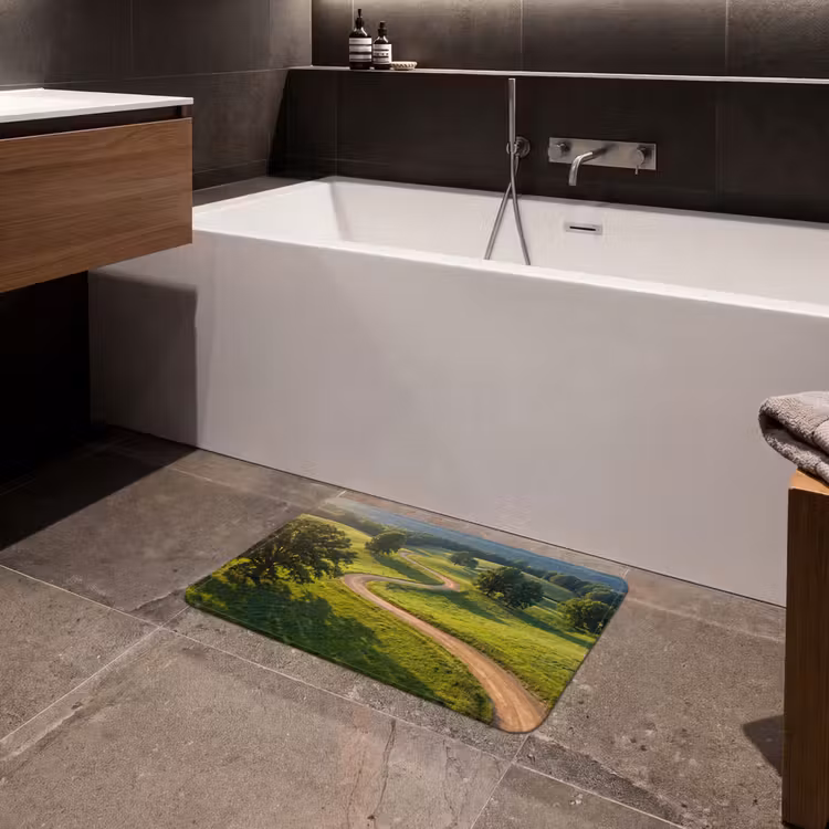 Weg - Weide - Natuur - Groen Badmat klein -sfeer3