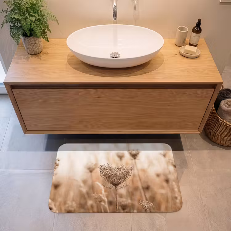 Schermbloem - Droogbloem - Winter - Beige - Minimalistisch Badmat middel -sfeer1