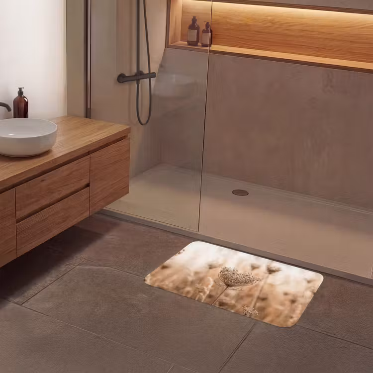 Schermbloem - Droogbloem - Winter - Beige - Minimalistisch Badmat middel -sfeer2