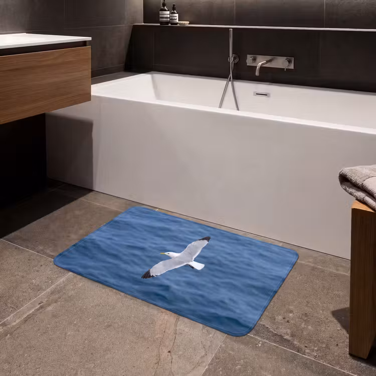 Zeemeeuw - Oceaan - Blauw Badmat middel -sfeer3