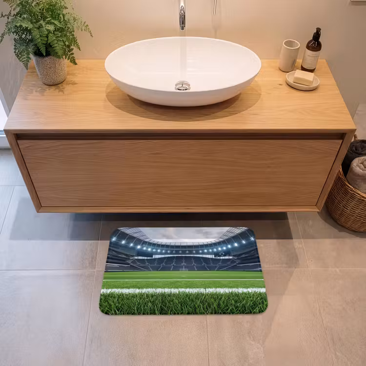 Voetbal - Stadion - Sport - Groen Badmat klein -sfeer1