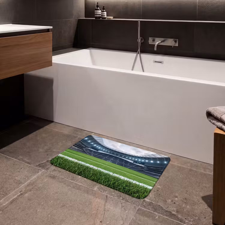 Voetbal - Stadion - Sport - Groen Badmat klein -sfeer3