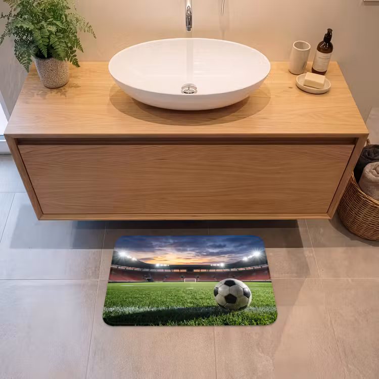 Voetbal - Stadion - Sport - Groen Badmat klein -sfeer1