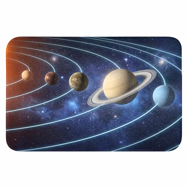 Ruimte - Zonnestelsel - Blauw Badmat klein -3d