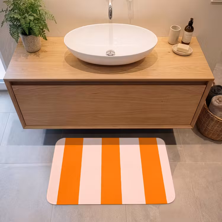 Strepen - Modern - Oranje Badmat middel 997 -sfeer1