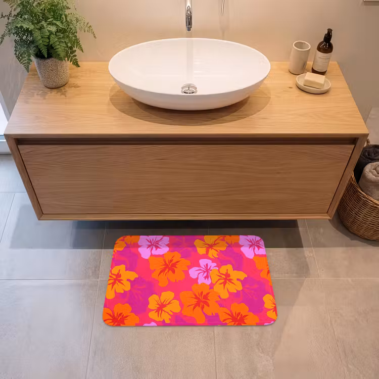 Zomers - Hibiscus - Kleurrijk Badmat klein 997 -sfeer1
