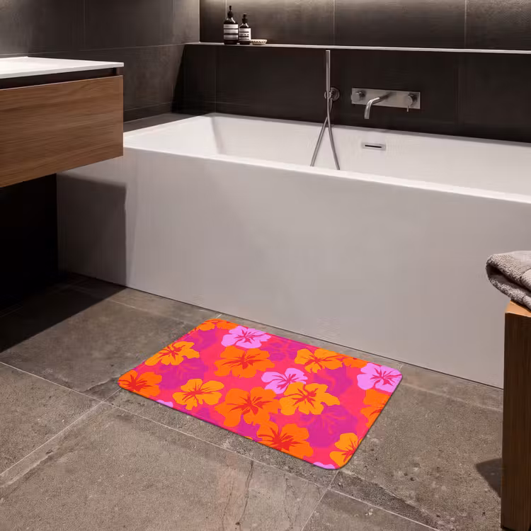 Zomers - Hibiscus - Kleurrijk Badmat klein 997 -sfeer3