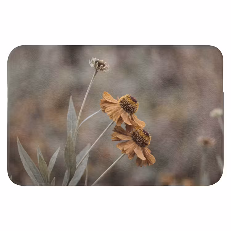 Zonnehoed - Droogbloemen - Geel - Warm Badmat klein -3d