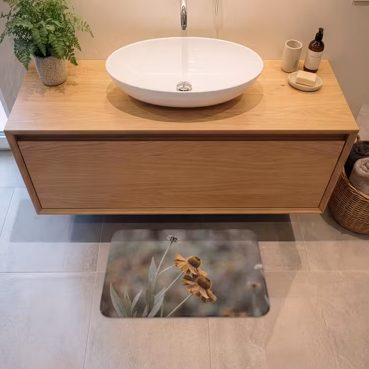 Zonnehoed - Droogbloemen - Geel - Warm Badmat klein -sfeer1