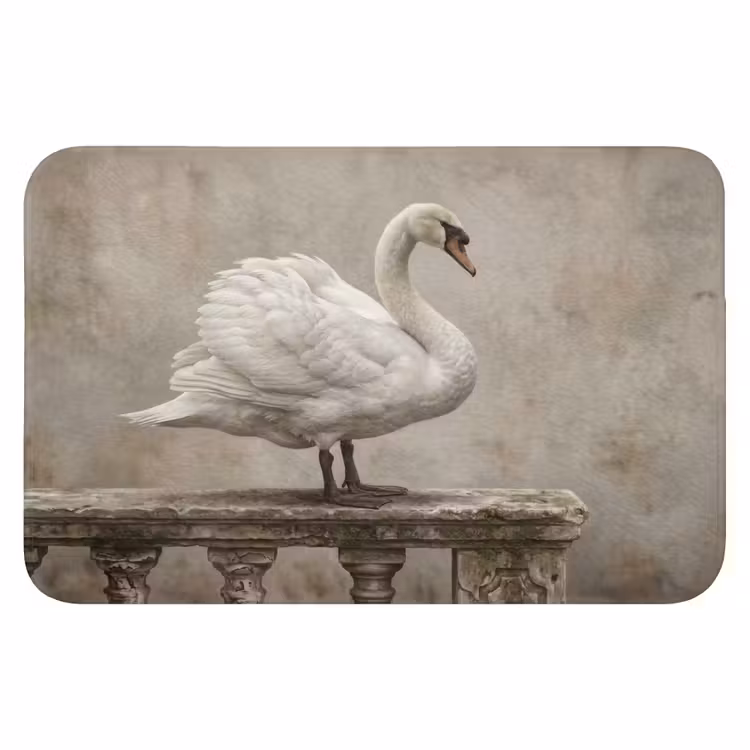 Zwaan - Elegant - Dieren - Wit Badmat klein -3d