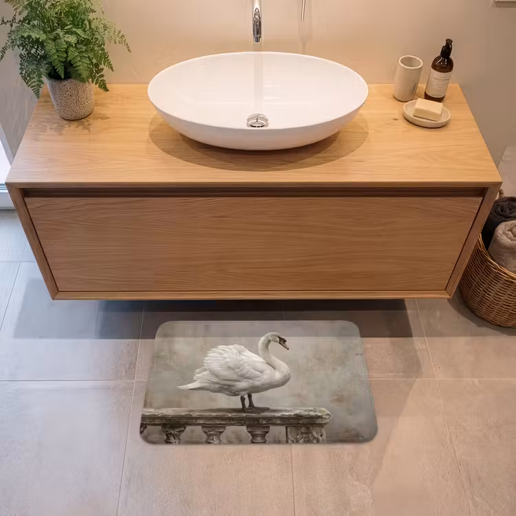 Zwaan - Elegant - Dieren - Wit Badmat klein -sfeer1