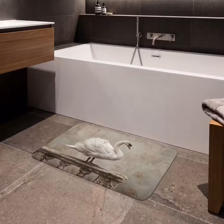 Zwaan - Elegant - Dieren - Wit Badmat klein -sfeer3