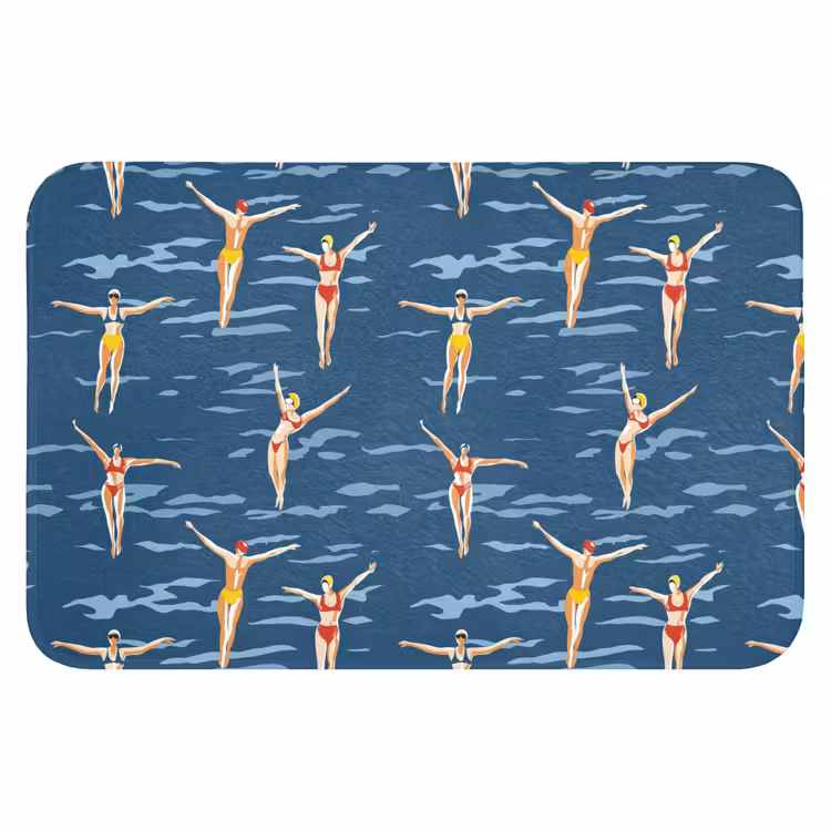 Zwemsters- Retro - Blauw Badmat klein 997 -3d