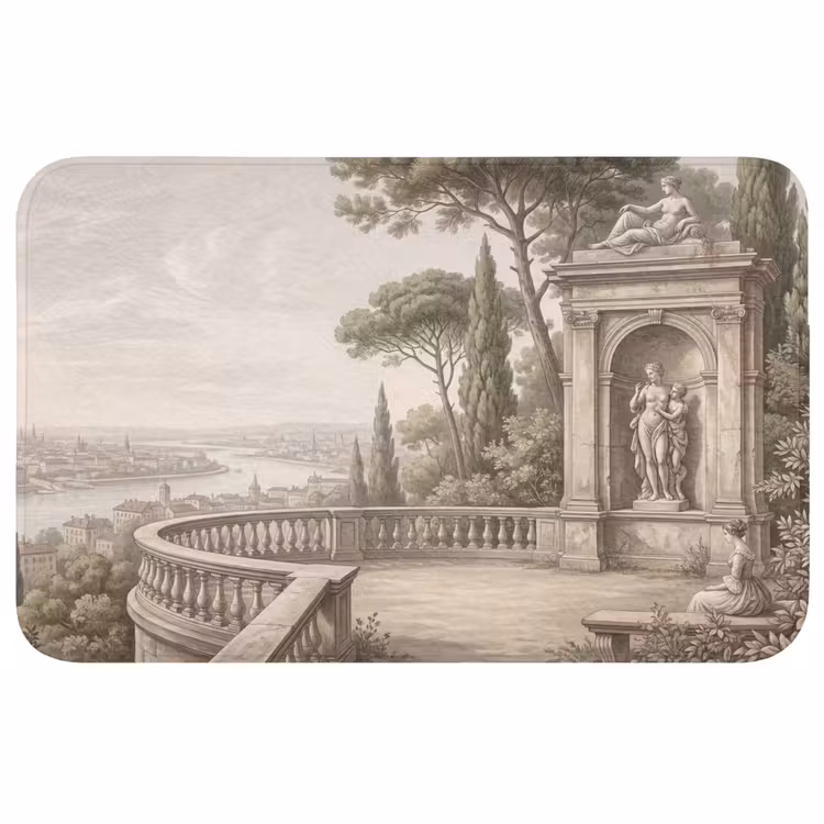 Terras - Stad - Uitzicht - Rivier Badmat middel -3d