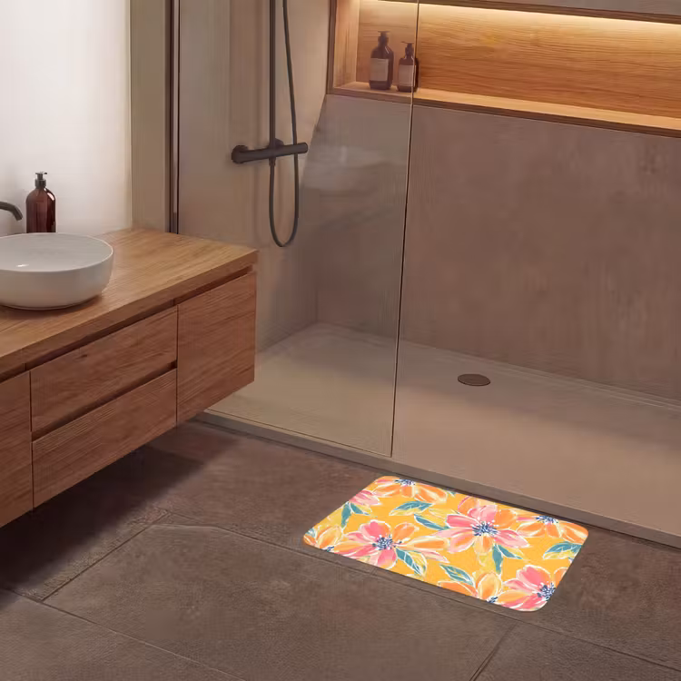 Textuur - Bloemen - Kleurrijk Badmat klein 997 -sfeer2