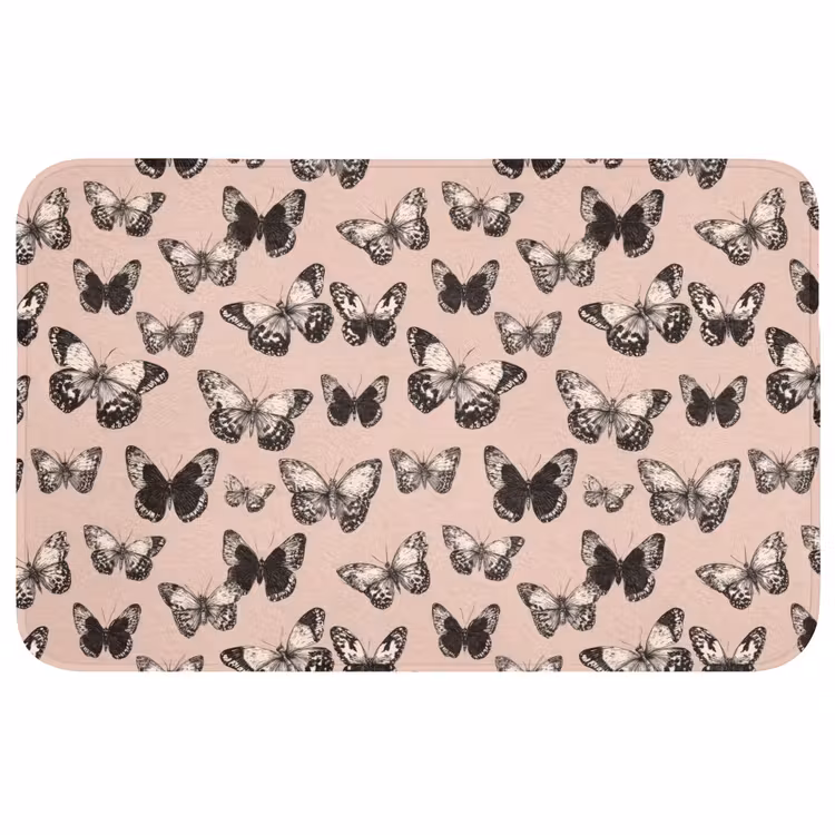 Tijdloos - Vlinders - Perzik Badmat middel 997 -3d