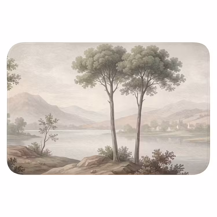 Bomen - Meer - Bergen - Illustratie Badmat klein -3d