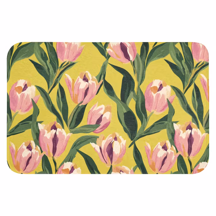 Tulpen - Botanisch - Geel Badmat klein 997 -3d