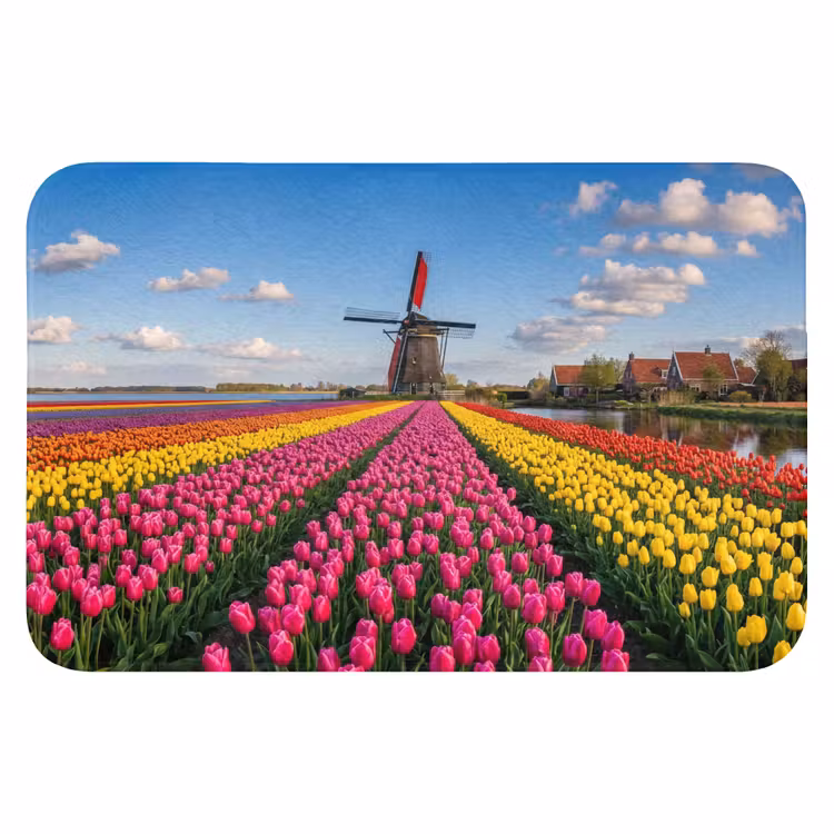 Tulpen - Holland - Molen - Kleurrijk Badmat klein -3d