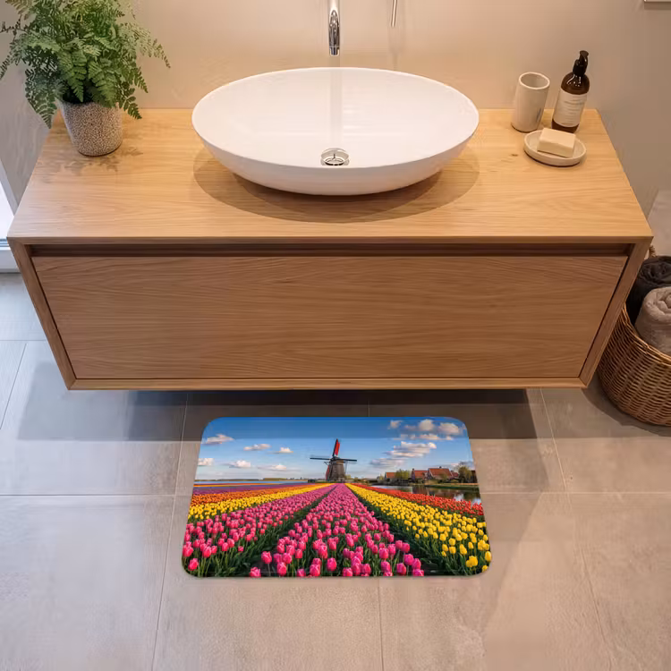 Tulpen - Holland - Molen - Kleurrijk Badmat klein -sfeer1