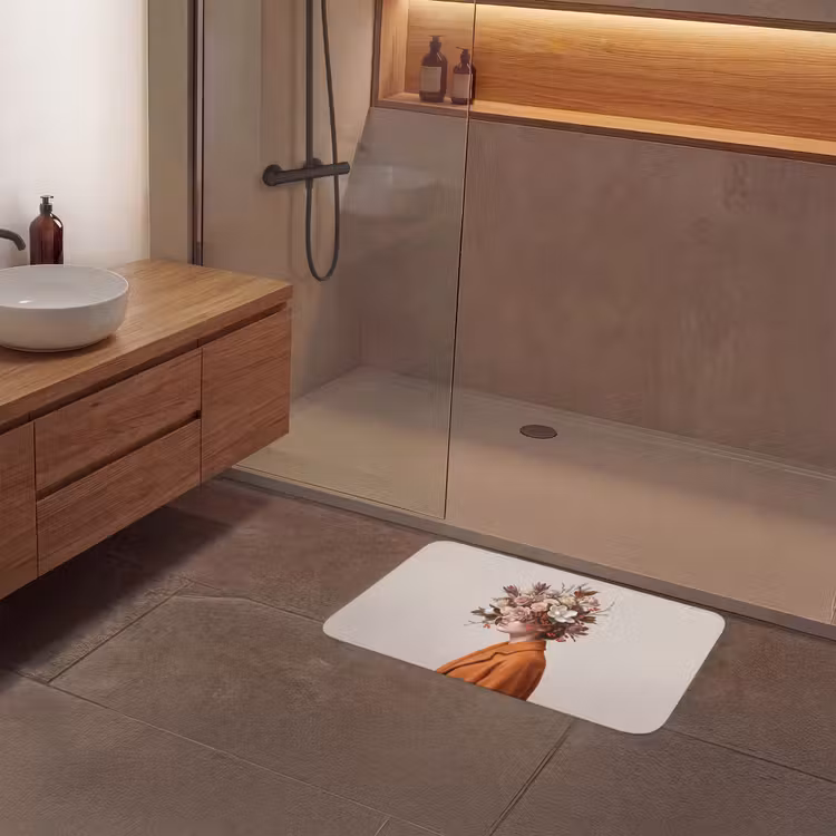 Gezicht - Boeket - Kleurrijk Badmat klein -sfeer2