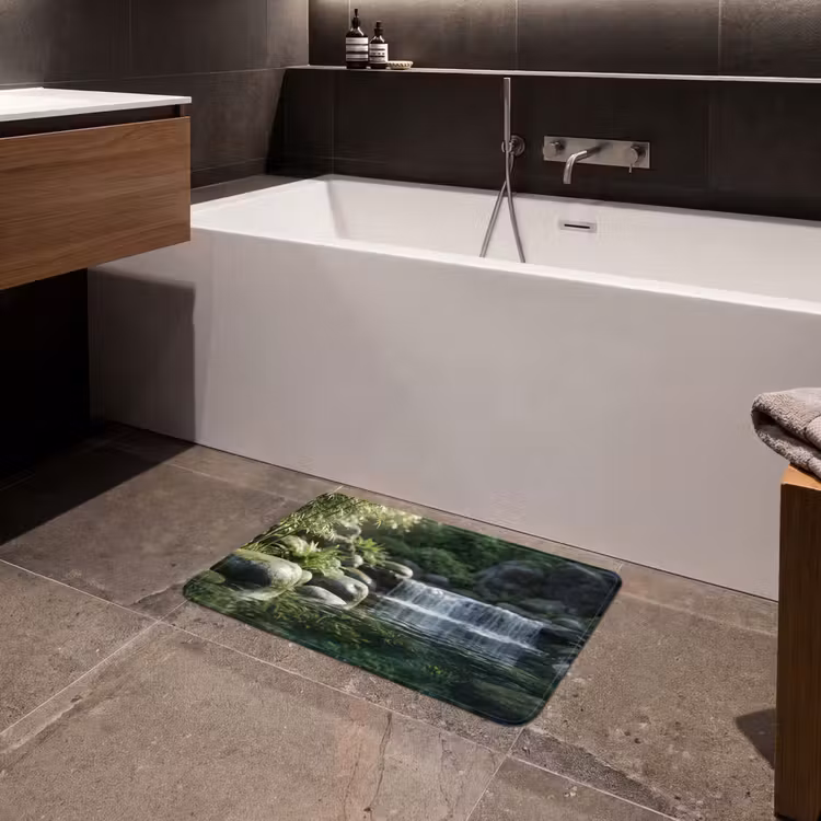 Beek - Waterval - Natuur - Groen Badmat klein -sfeer3