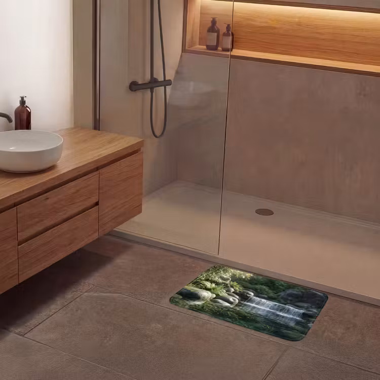 Beek - Waterval - Natuur - Groen Badmat klein -sfeer2