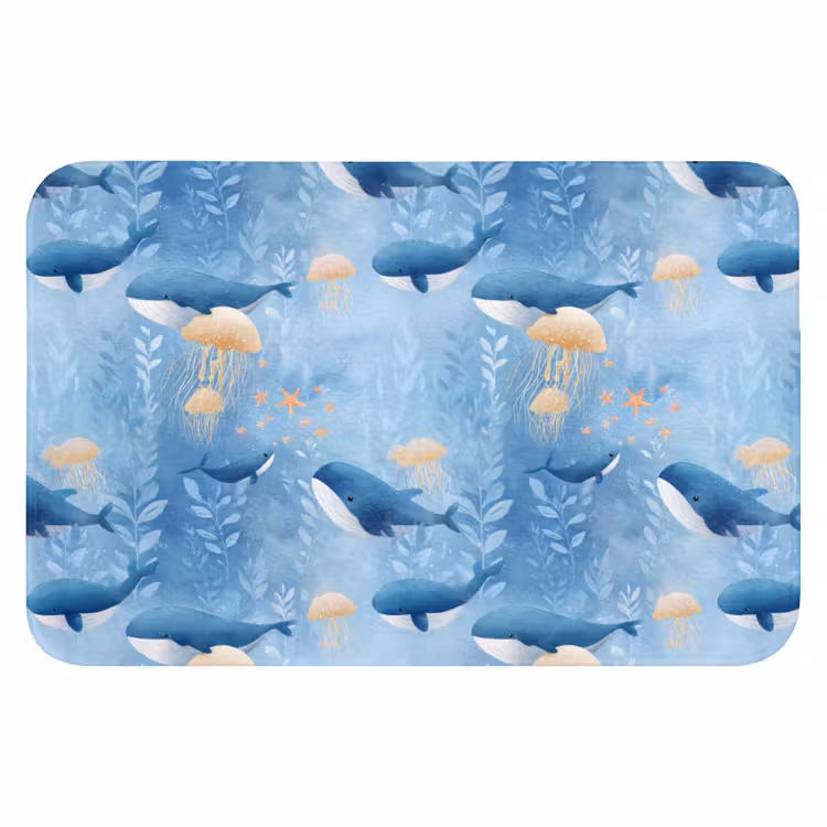 Walvissen - Oceaan - Blauw Badmat klein 997 -3d