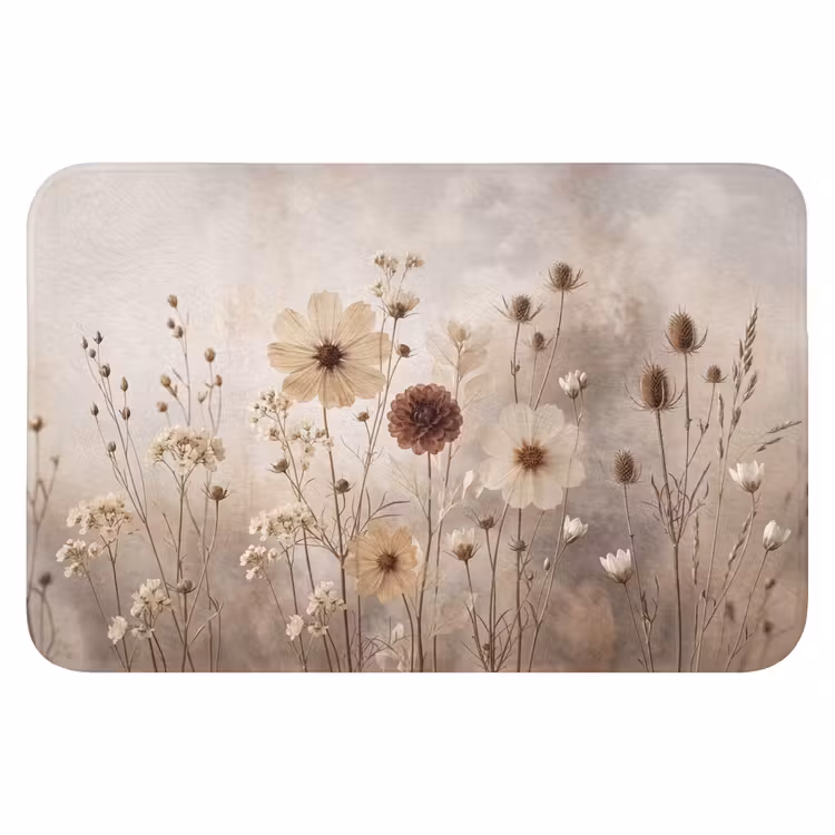 Wilde bloemen - Botanisch - Vintage - Natuur - Rustiek Badmat klein -3d