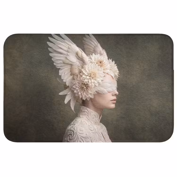 Vleugels - Vrouw - Wit Badmat middel -3d
