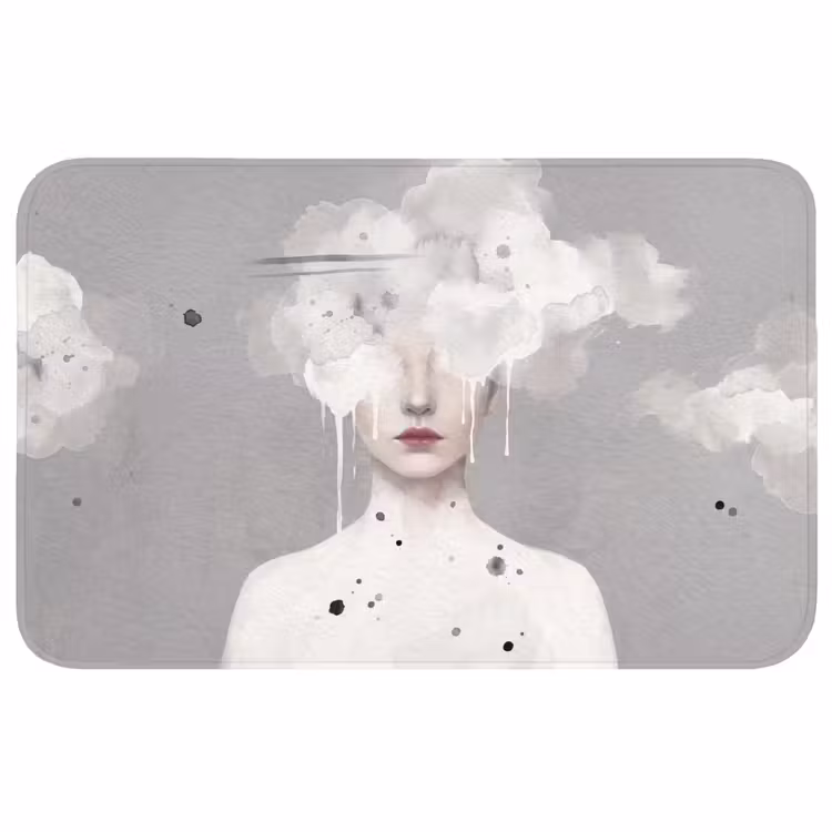 Vrouw - Wolk - Grijs Badmat middel -3d