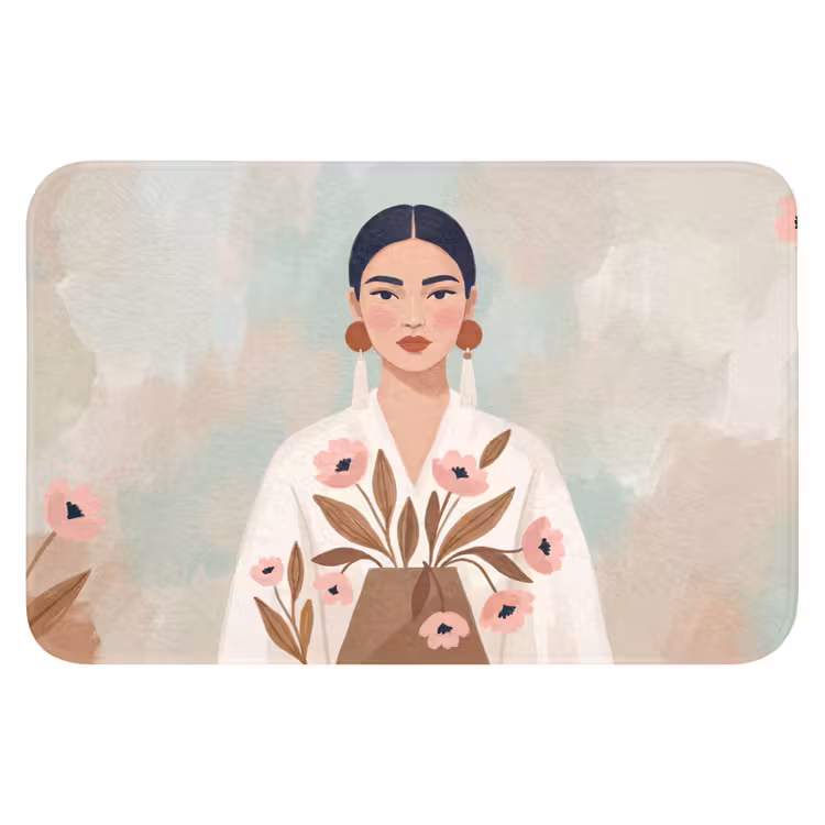 Vrouw - Kimono - Pastel Badmat klein -3d
