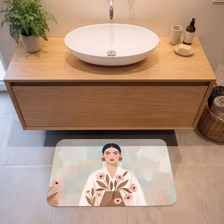 Vrouw - Kimono - Pastel Badmat klein -sfeer1